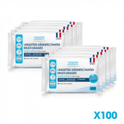 Lingettes antiseptiques désinfectantes virucides mains et matériel - Boîte  de 100 - Thouy